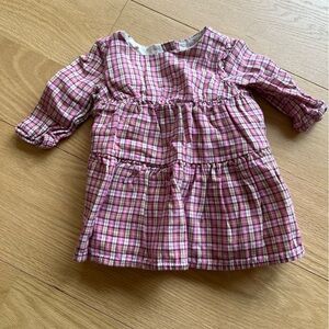 Baby GAP Infant Pink Plaid Tiered Long-Sleeve Dress